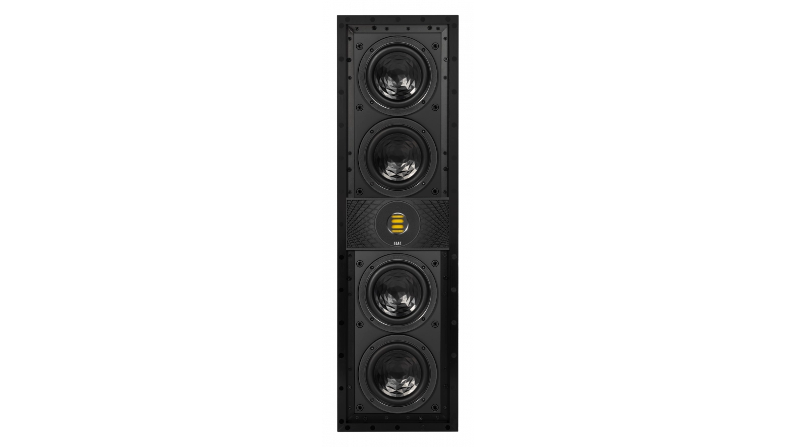 Front view of ELAC Vertex III OW-VJ63M on-wall speaker showing dual 6-inch woofers