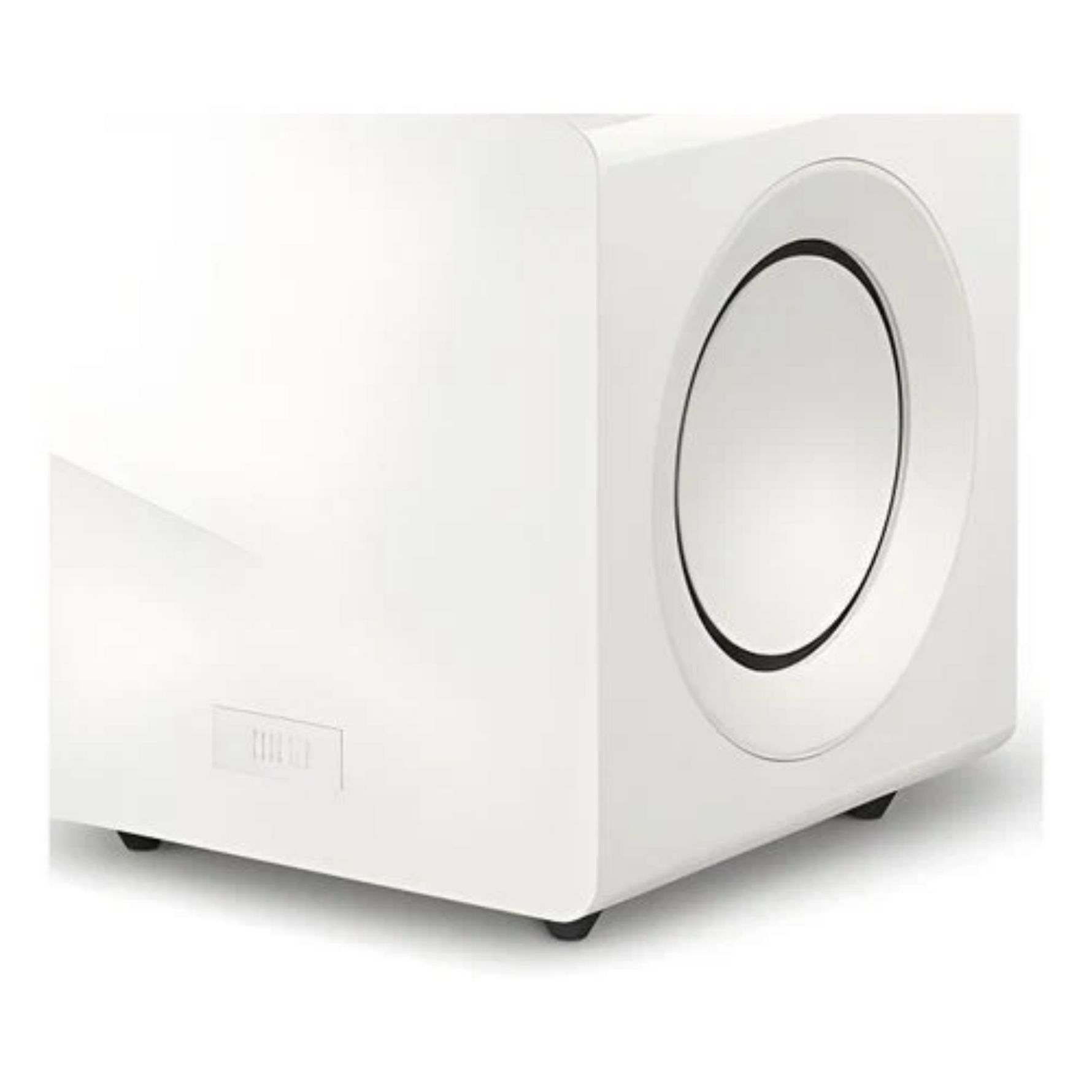 Close up of KEF KC92 subwoofer dual 9-inch driver design with P-Flex surround technology