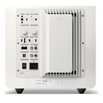 Side view of KEF KC92 1000W RMS high-performance active subwoofer in White Gloss