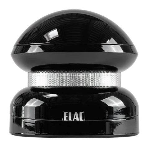 Front angle view of the ELAC 4PI PLUS V Ribbon Super Tweeter in high gloss black