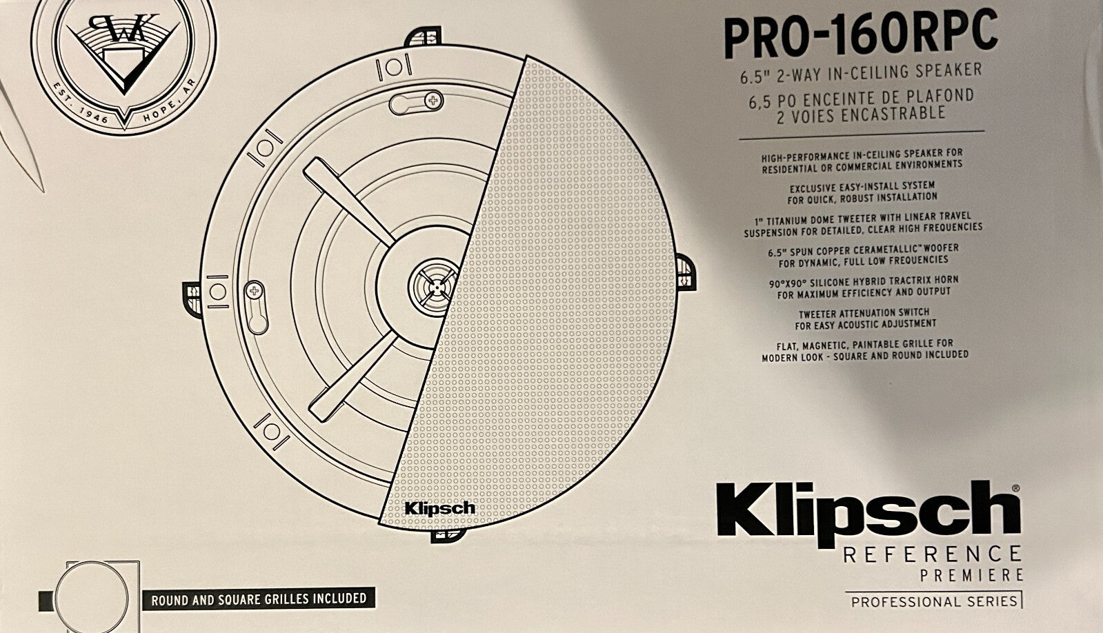 Klipsch Pro-160RPC Reference Premiere 6.5" In-Ceiling Speaker - 200W Peak