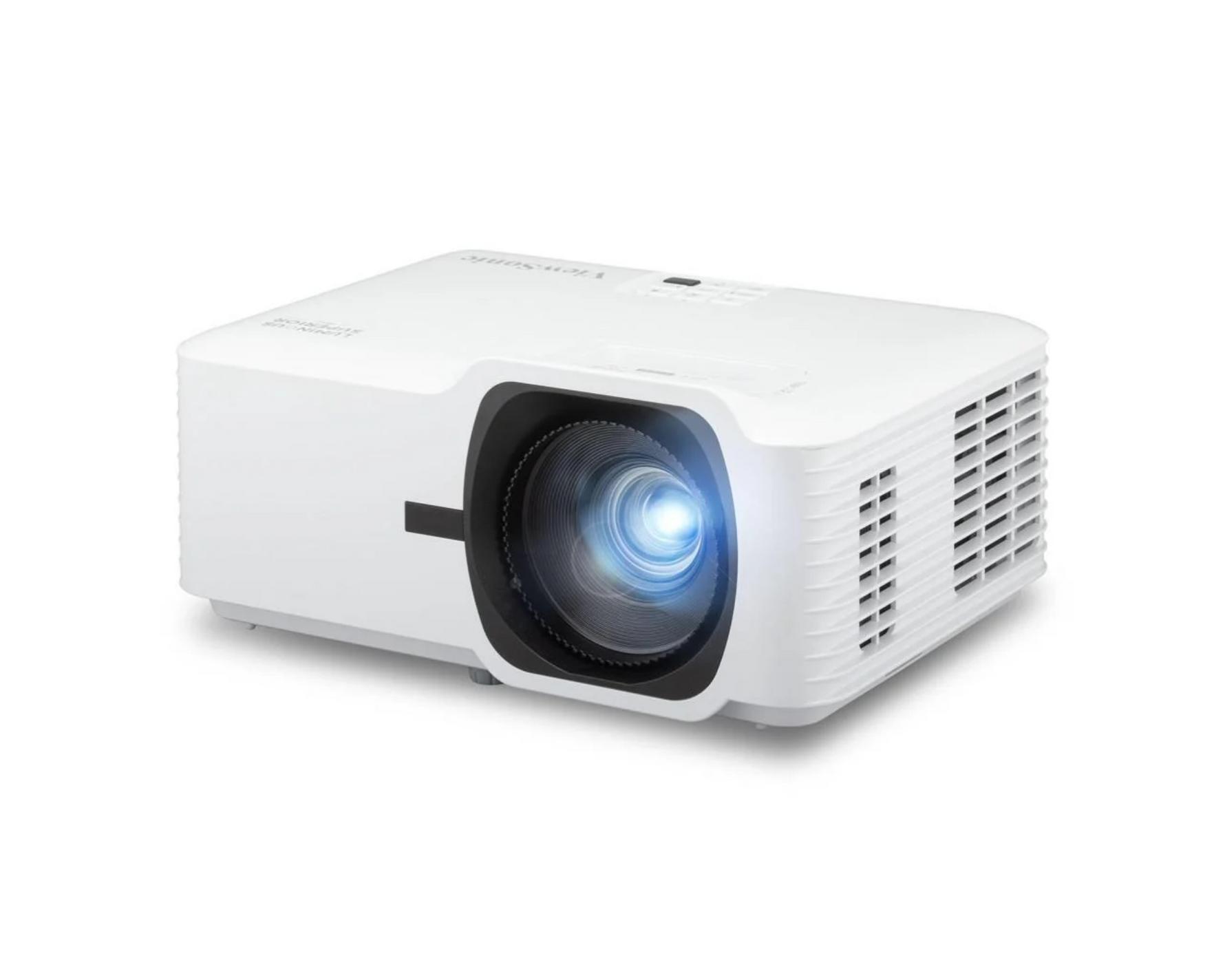 Close-up of ViewSonic LSD500HD laser projector lens and ventilation grille design