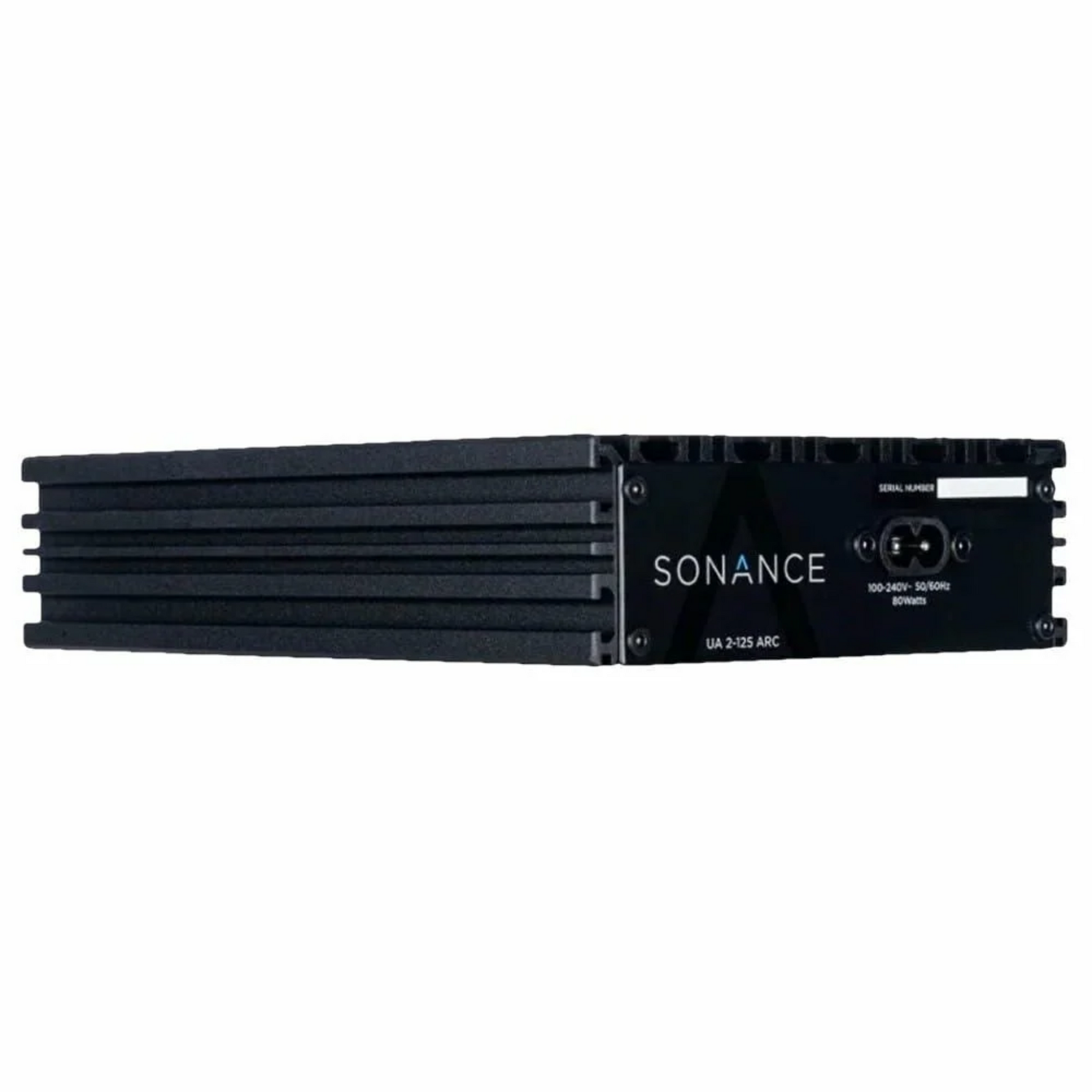 Front view of Sonance UA 2-125 ARC 125W Ultra-Compact 2-Channel DSP Amplifier