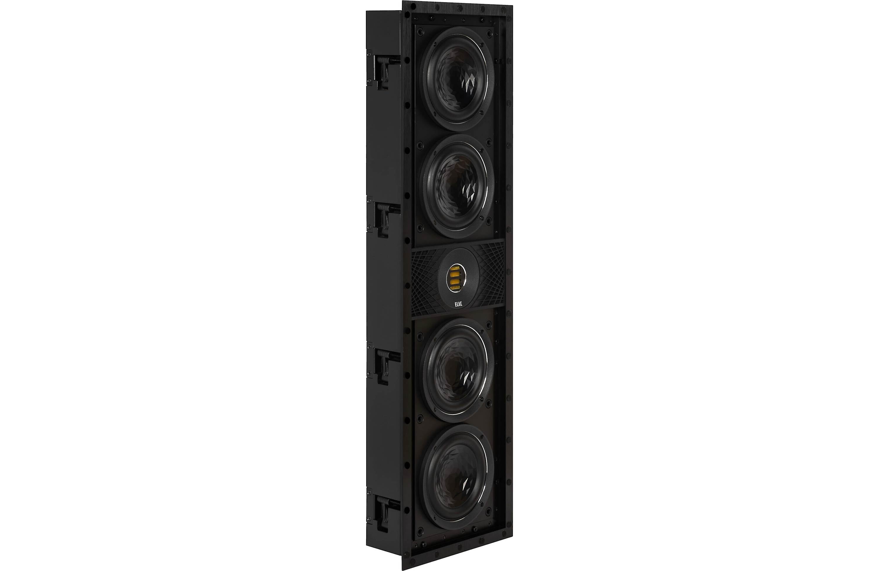 Front view of the ELAC Vertex Series III IW-VJ63M-W in-wall speaker with magnetic grille
