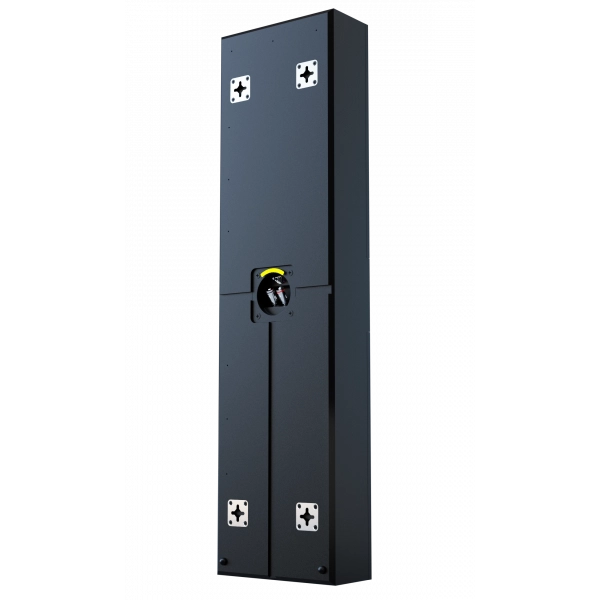 Rear view of ELAC Vertex III mounting points and speaker terminals