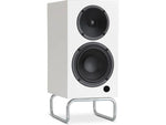 ELAC Debut ConneX Adsum DCB41-DS speakers displayed in a modern home office