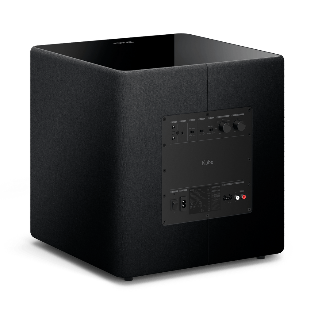 KEF Kube 12 MIE subwoofer in a modern home theater setup