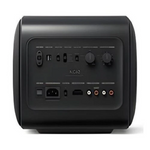 Close up of the KEF KC62 force-cancelling driver and high-performance subwoofer controls