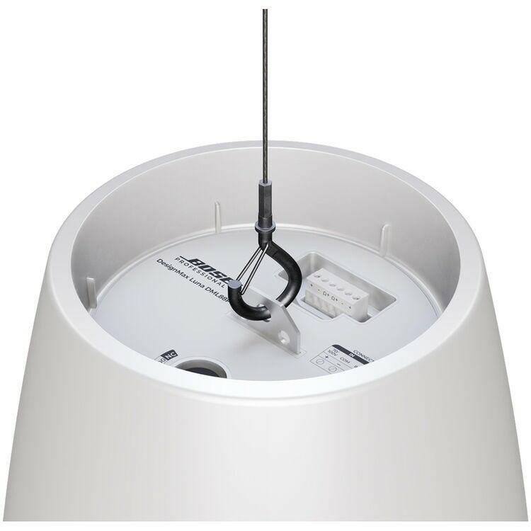 Minimalist white casing of Bose DML88P pendant speaker