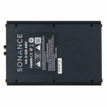 Angled view showing compact design of Sonance UA 2-125 ARC 2-channel professional audio amplifier