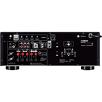 Rear panel ports of Yamaha RX-V4A 8K AV receiver with HDMI and speaker connections