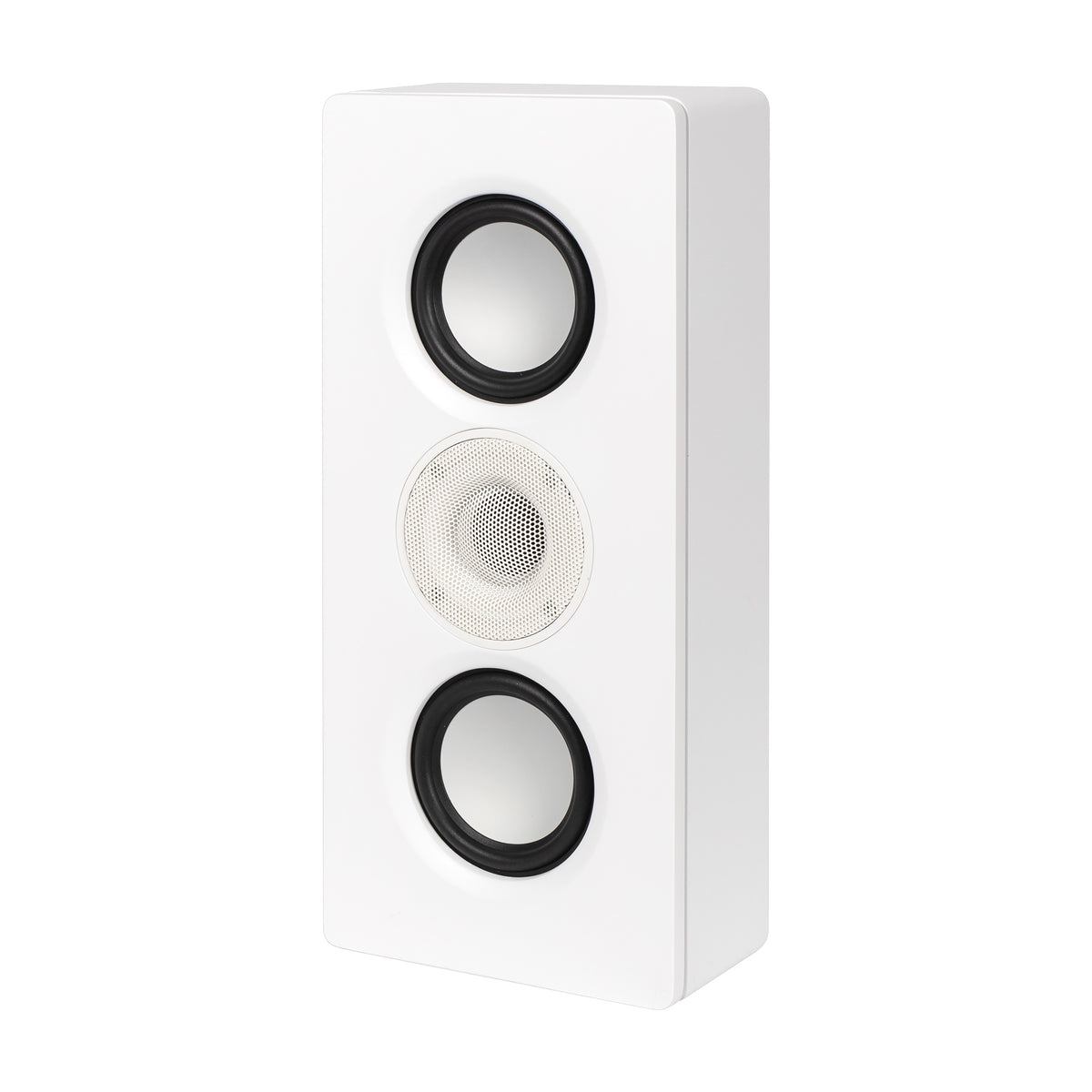 ELAC Muro OW-V41S on-wall speaker in white front view with grille on