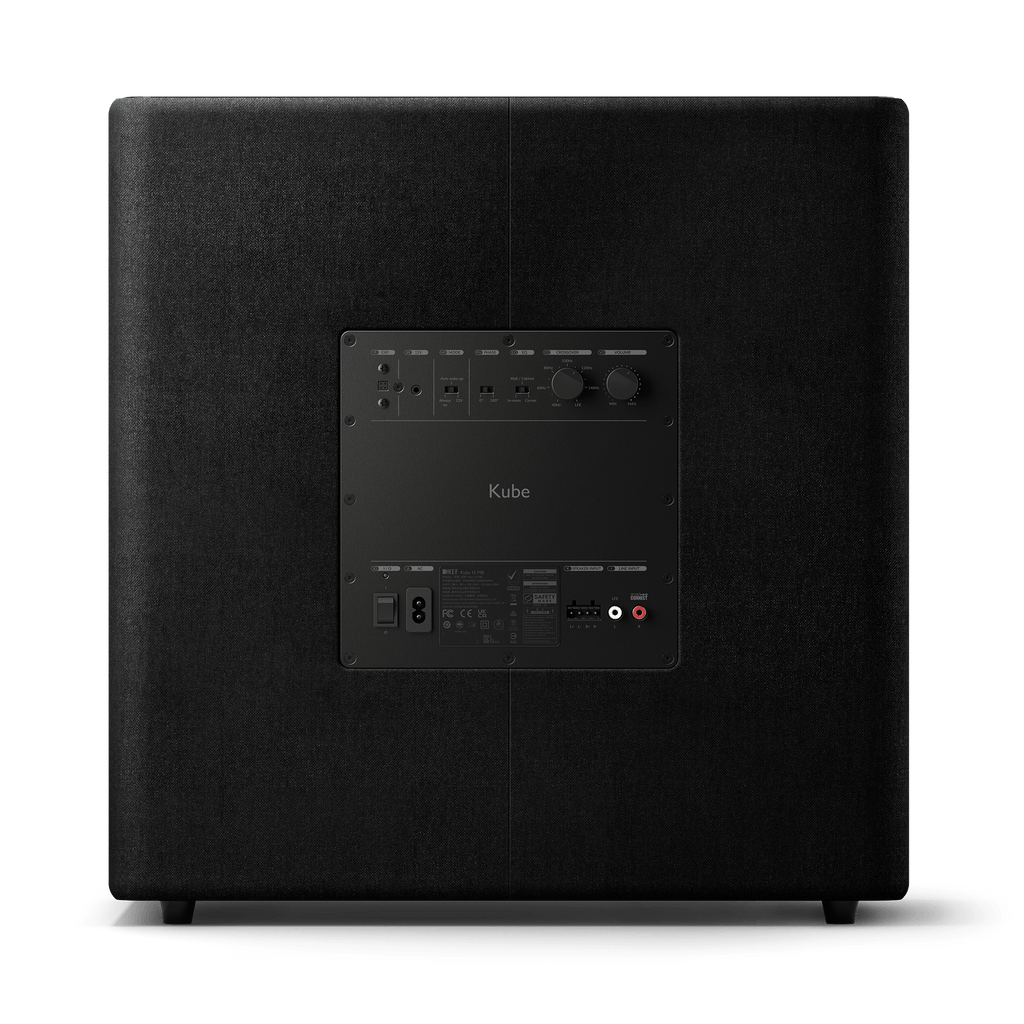 Rear panel inputs and controls of the KEF Kube 15 MIE 15-inch subwoofer