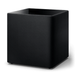 Angled view of the KEF Kube 15 MIE 300W powered subwoofer in black