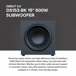 Elac DS153-BK Debut Series 15" 300W Powered Subwoofer - BlacK