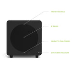 Kanto SUB8V Sealed Powered Subwoofer | 300W Peak Power | 8" Woofer | Matte Black