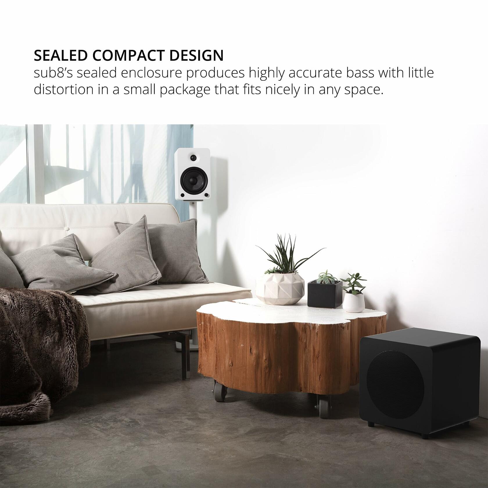 Kanto SUB8VMW Sealed Powered Subwoofer | 300W Peak Power | 8