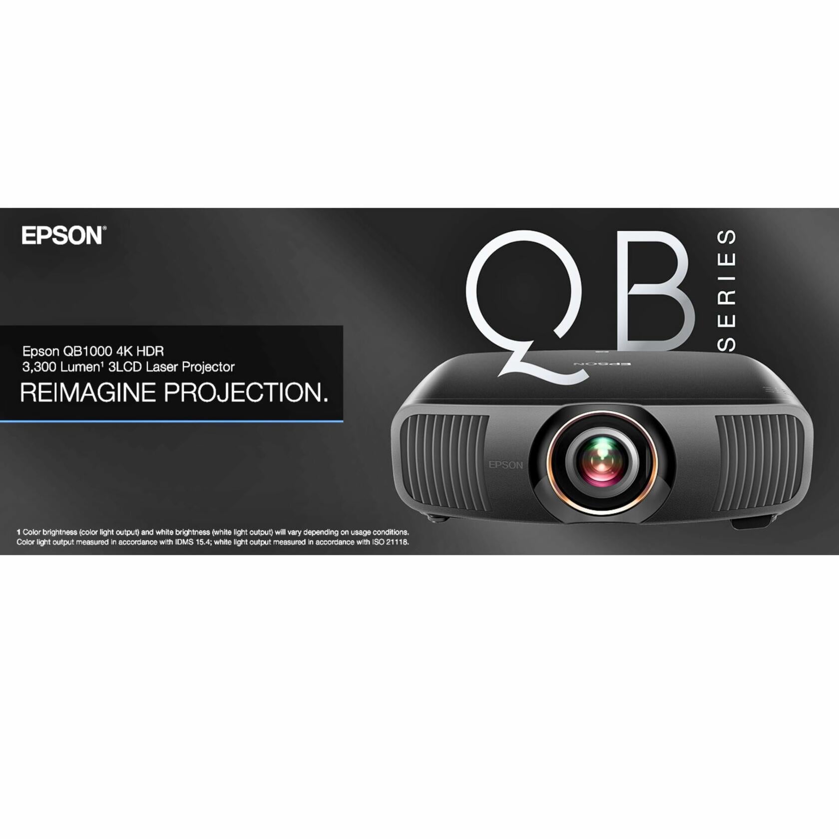 EPSON QB1000 4K HDR 3,300 LUMEN 3LCD LASER PROJECTOR – BLACK