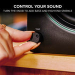 Close up of Mackie CR5BT volume and tone control knob on front panel
