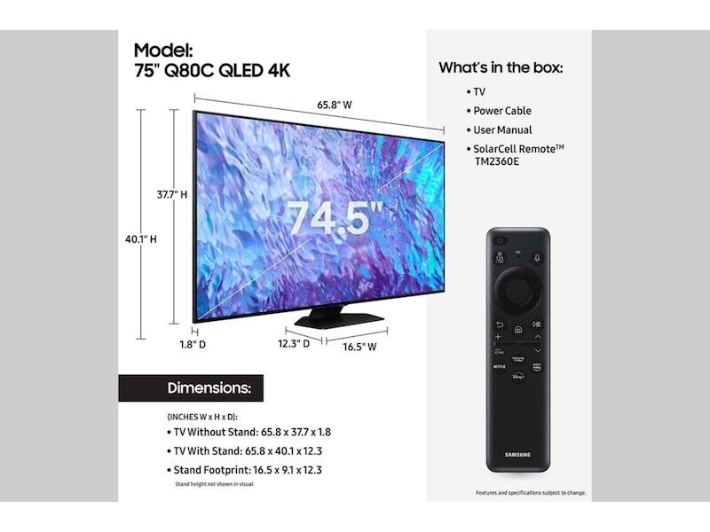Samsung QN75Q80CA 75" QLED 4K Smart TV