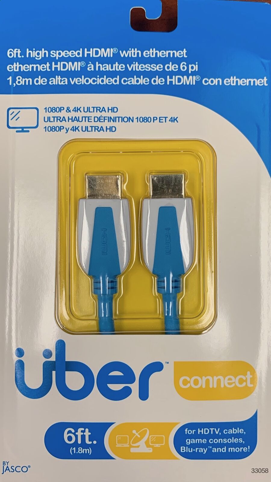 Uber HDMI Cable, High Speed, Ethernet, 6 Foot HDMI, 4K Ultra HD, Full HD 1080P