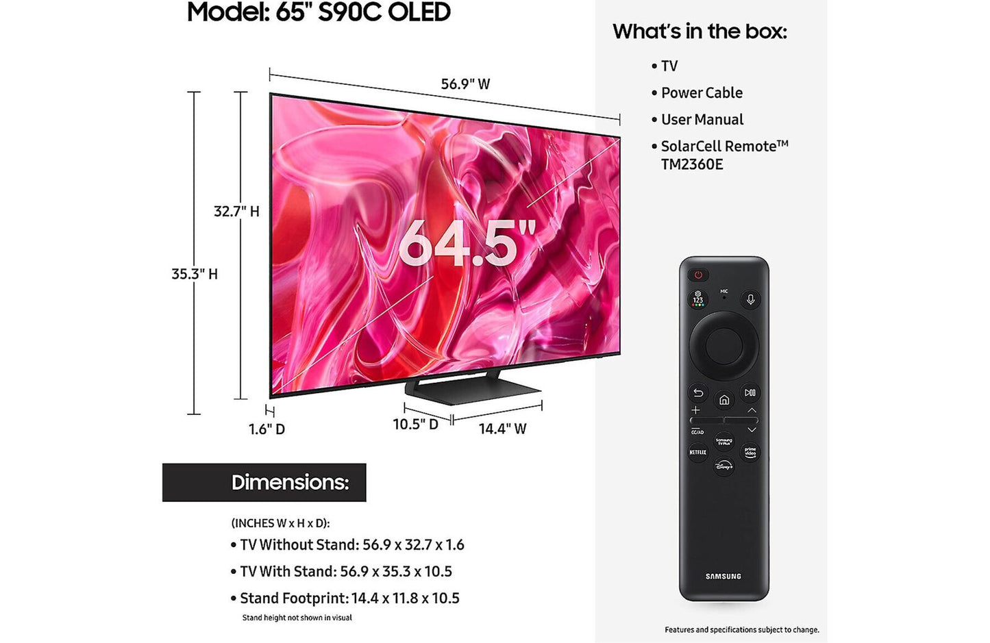 Samsung QN65S90C S90C 65" Quantum HDR OLED 4K UHD Smart TV (2023)