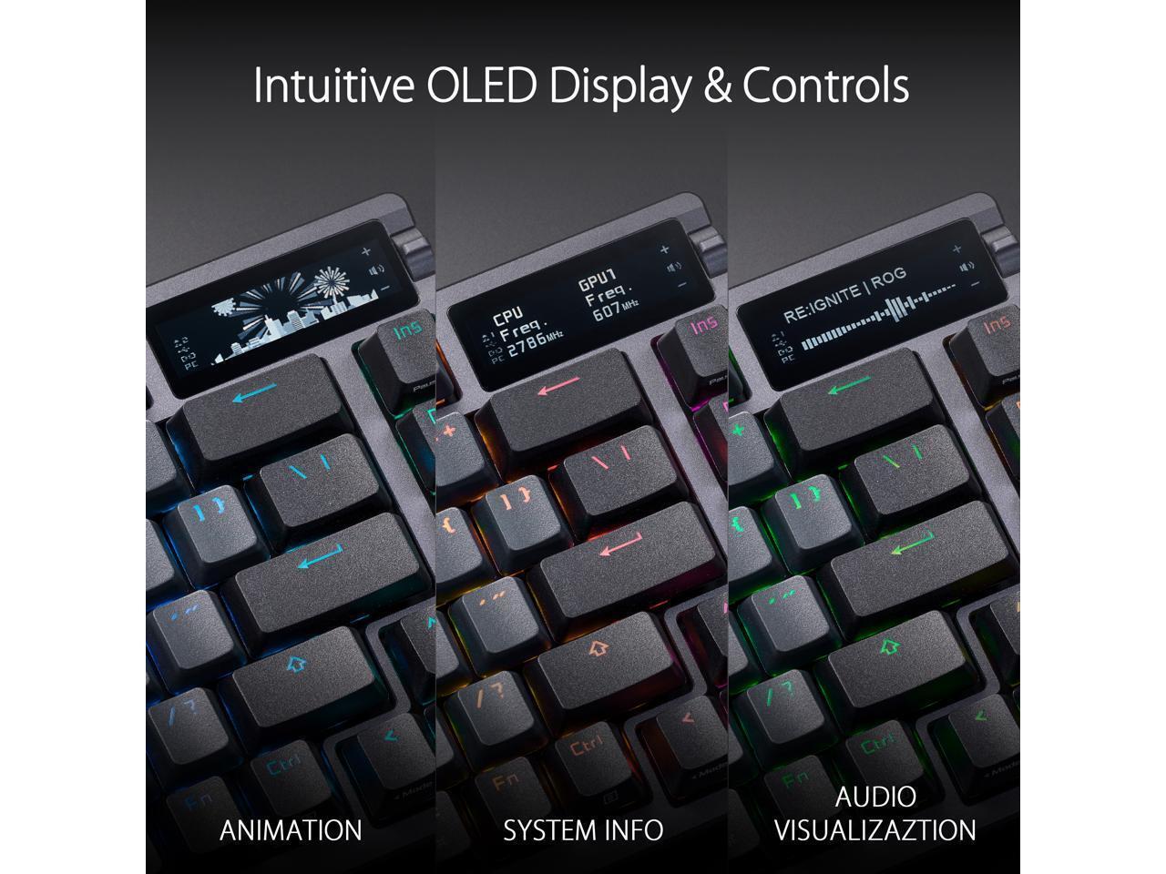 ASUS ROG Azoth 75 Wireless DIY Custom Gaming Keyboard, OLED display